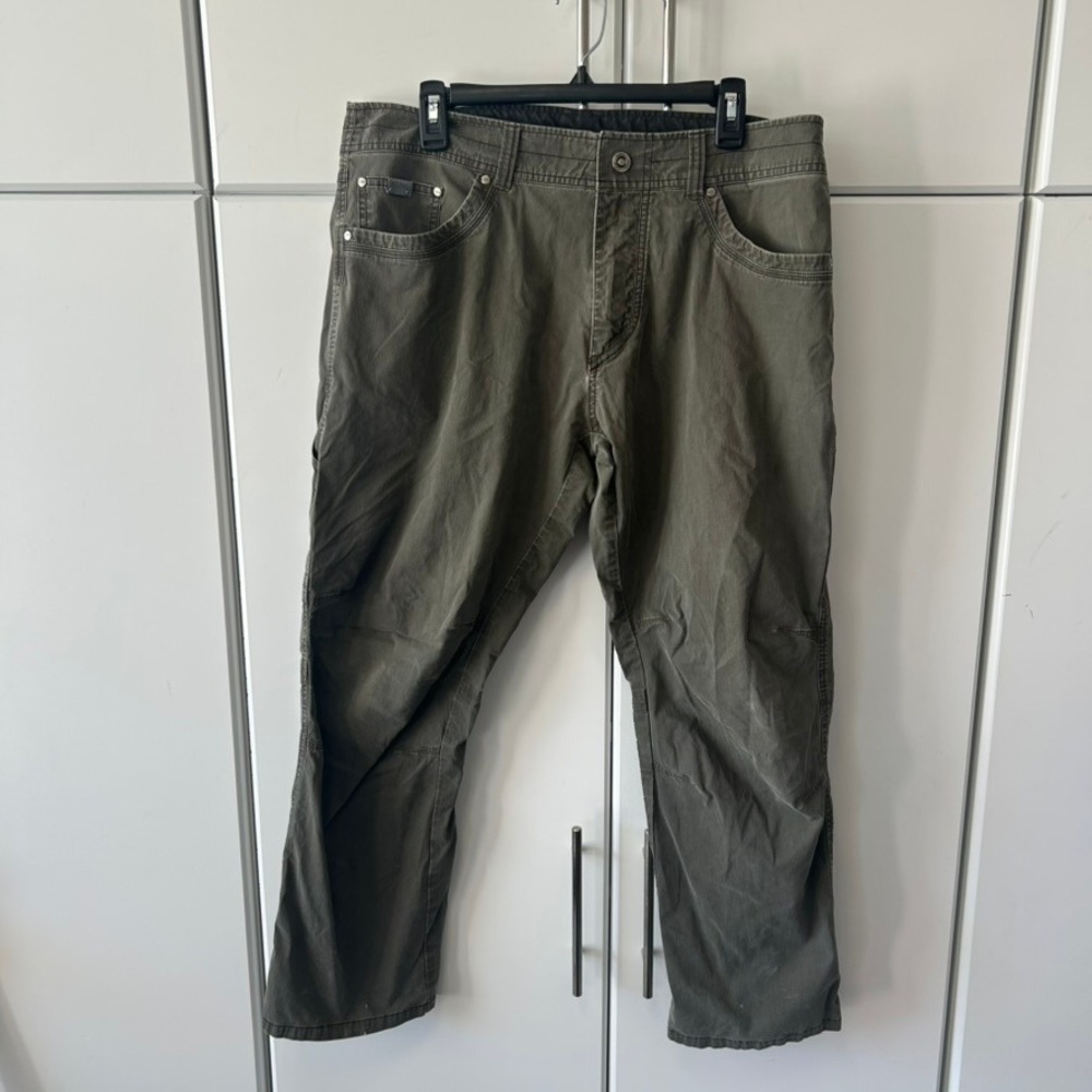 Kuhl Rydr Pants Mens 36x30 Olive Green Cotton Blend Hiking Work Trousers 5232